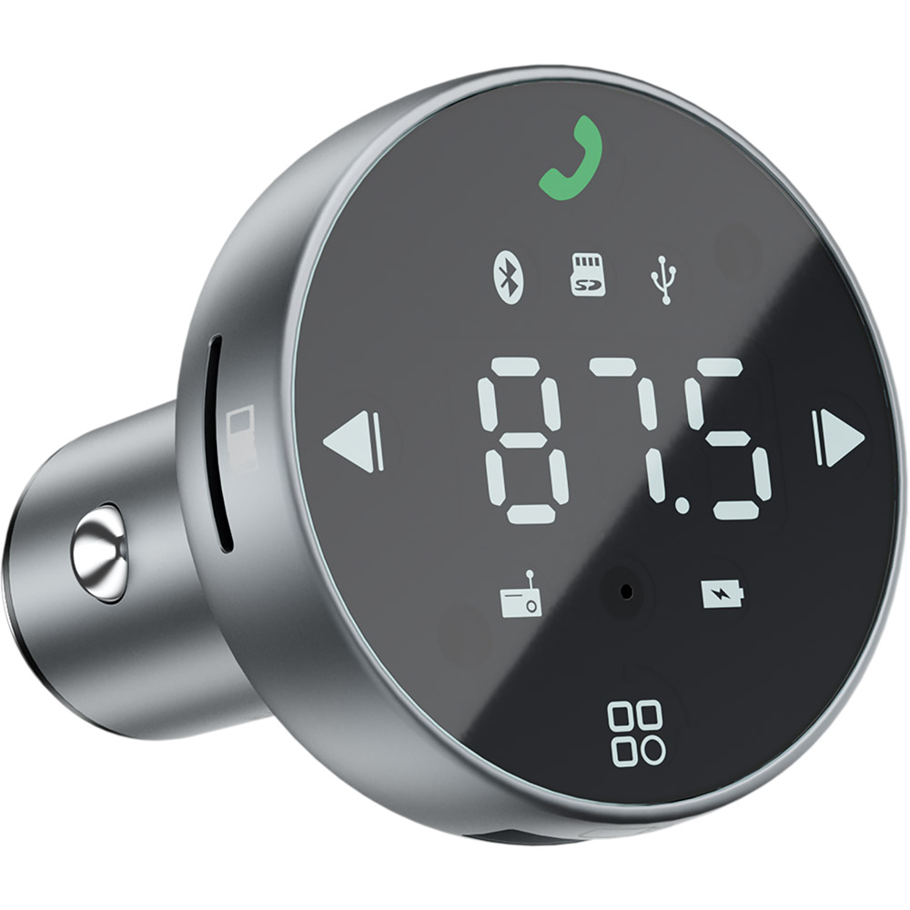 FM трансмітер PROOVE FM Launcher Sound Sync 30W PD+QC3.0 Type-C+USB Gray (50880) Сумісніть універсальні