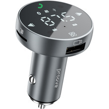 FM трансмітер PROOVE FM Launcher Sound Sync 30W PD+QC3.0 Type-C+USB Gray (50880)