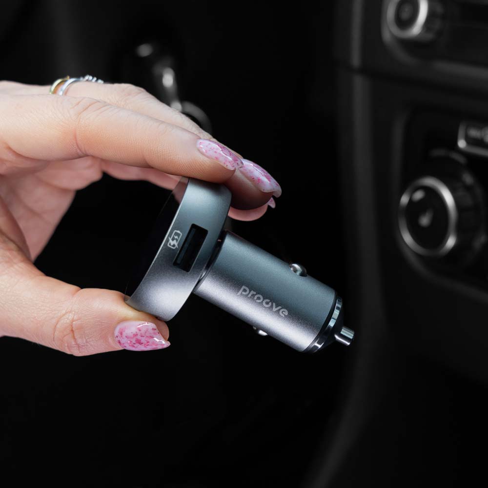 FM трансмітер PROOVE FM Launcher Sound Sync 30W PD+QC3.0 Type-C+USB Gray (50880) Підтримувані карти пам'яті Micro-SDXC