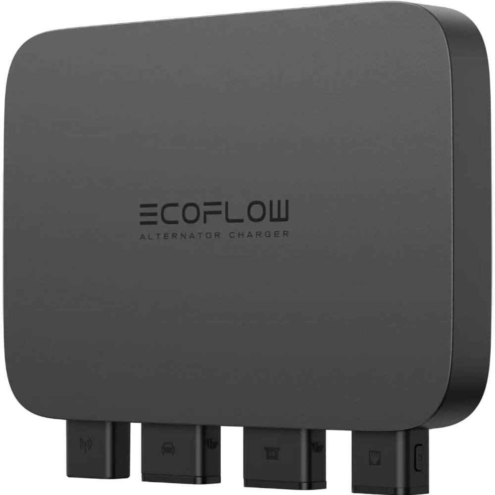 Зарядна станція для електромобіля ECOFLOW Alternator Charger-EU (EFAlternatorCharger-EU) Додатково Вхід 11-35, 76 А Макс. 40-60, 21 Макс. 40-60, 3 А макс. Вихід 40-60, 800 Вт Макс. 13,8 В/27,6 В, 800 Вт Макс. 13,8 В/27,6 В, 100 Вт Макс