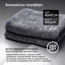 Авторушник XOKO Extra Dry 800 gsm 40 х 40 см Сірий (XK-MF-800)