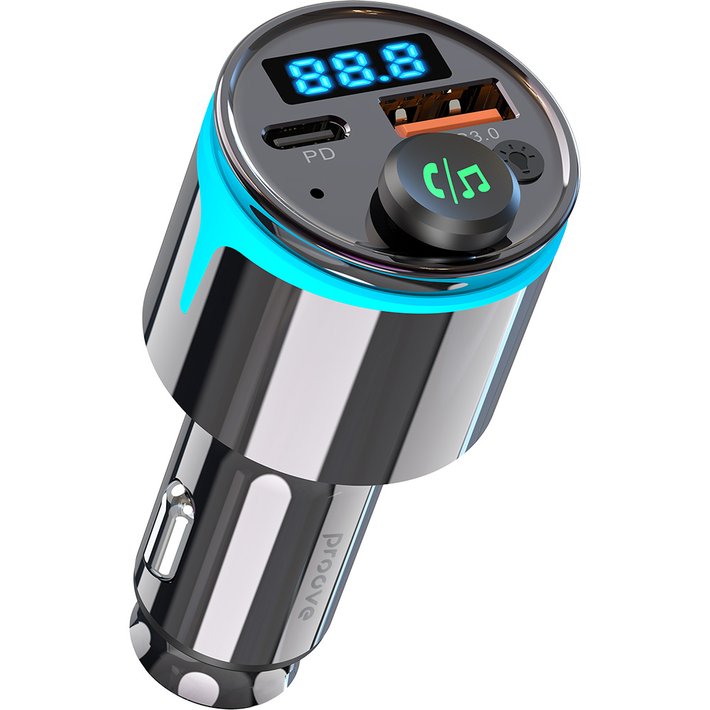 FM-трансмиттер PROOVE Nexus 30W (PD+QC3.0) Type-C+USB Black (FMNX30110001) Материал  пластик