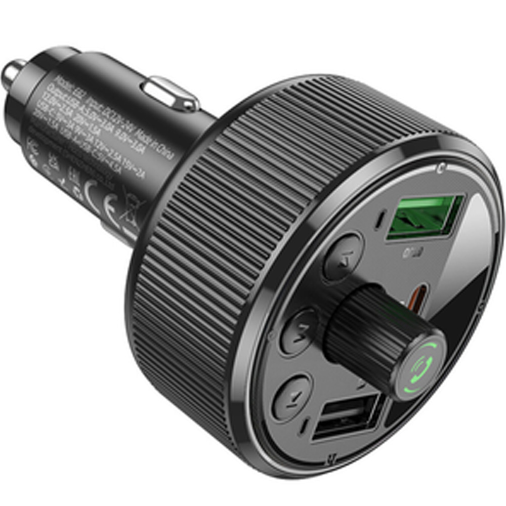 Внешний вид FM-трансмиттер HOCO E82 Guerrero PD30W+QC3.0 BT FM Black (6942007620642)