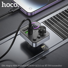 FM-трансмітер HOCO E86 Alegria 48W dual port PD30W+QC3.0 BT FM Black (6942007646956)
