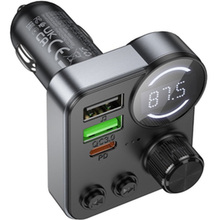 FM-трансмітер HOCO E86 Alegria 48W dual port PD30W+QC3.0 BT FM Black (6942007646956)