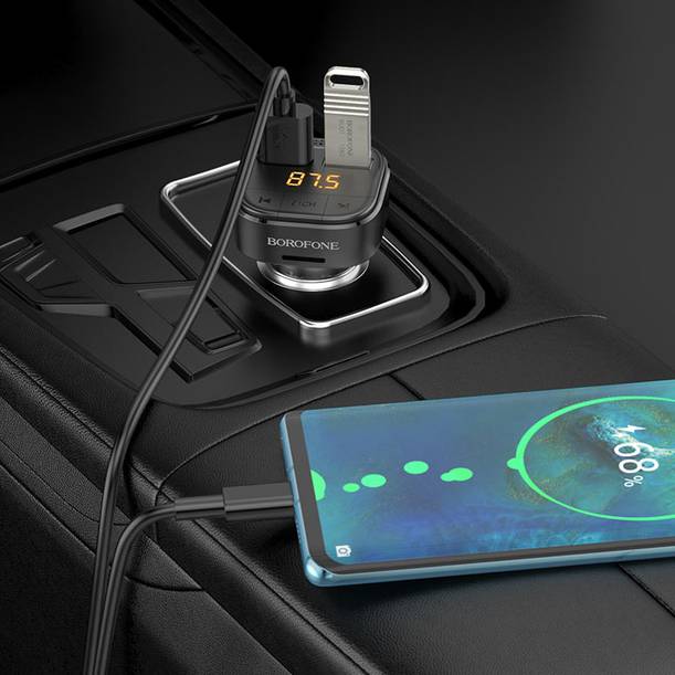 FM-трансмітер BOROFONE BC43 Black (BC43B) Додатковi характеристики інтерфейси: 2 x USB; можливість підзарядки зовнішніх пристроїв через USB-порт: Так