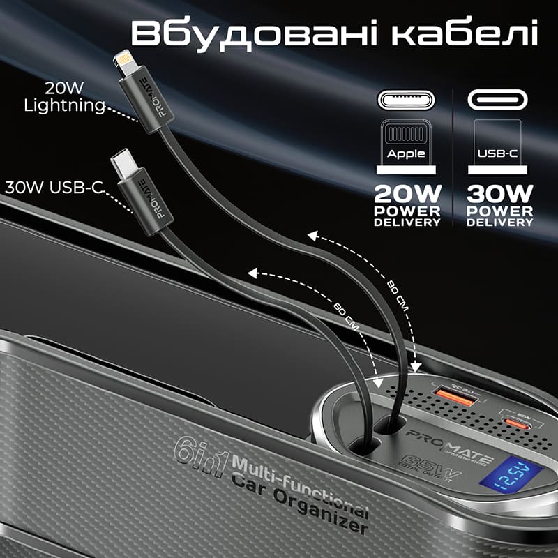 Автомобільний органайзер PROMATE CarMate-RPD Black (carmate-rpd.black) Вхідна напруга 24