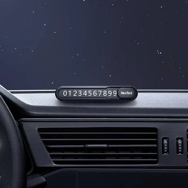 Парковочная карта NEXTOOL Xiaomi Black (NE20140) Дополнительные характеристики Материал корпуса: ABS пластик; Размеры:100 х 20 х 16 мм; Комплектация: Парковочная карта NexTool Parking Plate, Запасной скотч 3М, 5 магнитных полосок с цифрами (от 0 до 9), Инструкция.