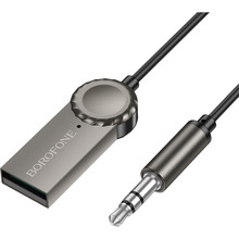 Bluetooth-ресивер BOROFONE BC56 Peaceful car AUX BT receiver with cable Metal Gray (6941991113031)