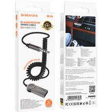 Bluetooth-ресивер BOROFONE BC56 Peaceful car AUX BT receiver with cable Metal Gray (6941991113031)