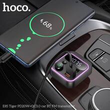 FM-трансмиттер HOCO E85 Tiger PD20W+QC3.0 car BT FM transmitter Black (6942007634304)