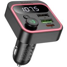 FM-трансмиттер HOCO E85 Tiger PD20W+QC3.0 car BT FM transmitter Black (6942007634304)