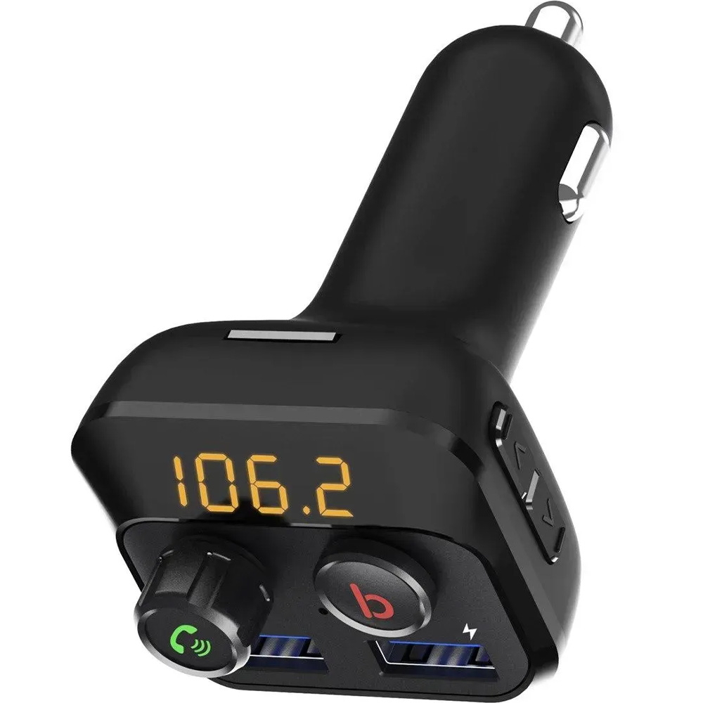 FM-трансмітер GRAND-X MegaBass, Bluetooth V5.0 Hands Free MicroSD 2USB 1A+2,4A (98GRX) Сумісніть універсальні