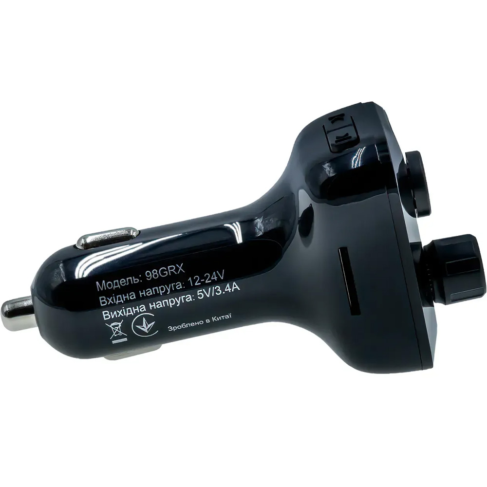 Фото FM-трансмітер GRAND-X MegaBass, Bluetooth V5.0 Hands Free MicroSD 2USB 1A+2,4A (98GRX)