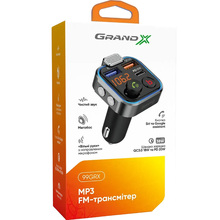FM-трансмітер GRAND-X MegaBass Bluetooth V5.0 Hands Free Quick Charge 3.0 PD 20W (99RGX)