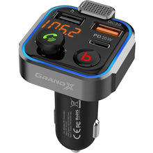 FM-трансмітер GRAND-X MegaBass Bluetooth V5.0 Hands Free Quick Charge 3.0 PD 20W (99RGX)