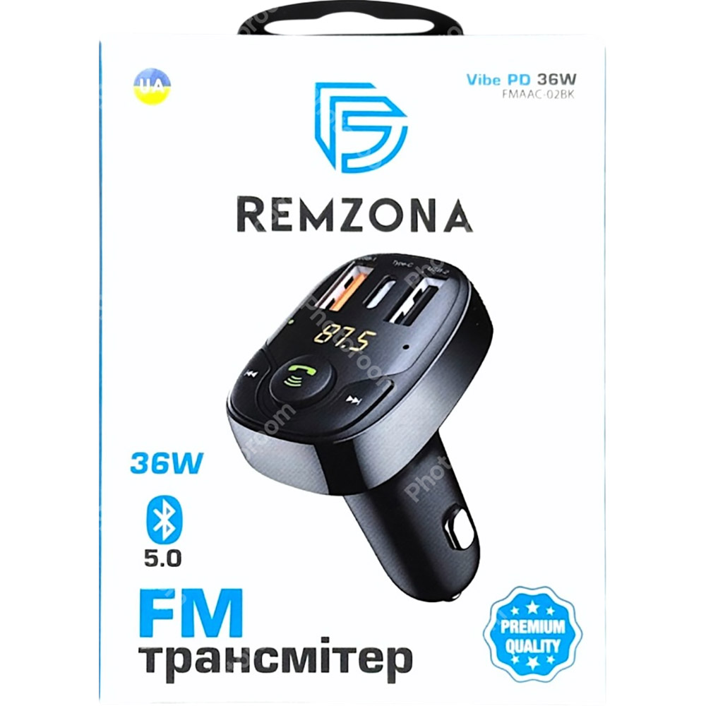 Изображение FM-трансмиттер REMZONA Vibe PD 36W FMAAC-02BK (6902856190628)