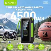 Автокомпрессор аккумуляторный BAVIN PC1158S 90W 150PSI 4500 mAh Black (Z-PC1158S BK)