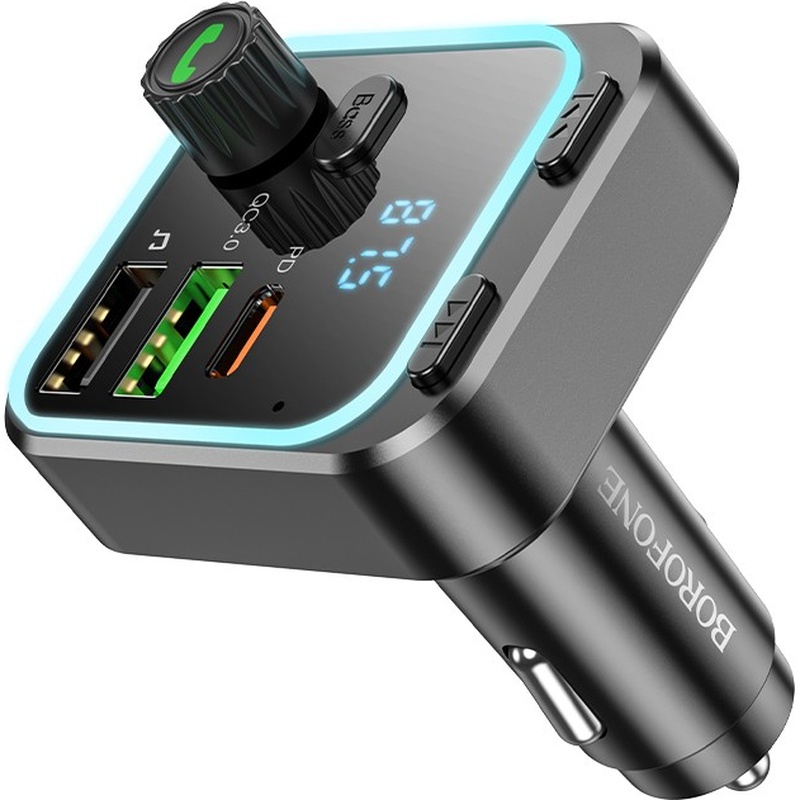 Зовнішній вигляд FM-трансмітер BOROFONE BC53 Highway PD20W+QC3.0 18W Black (6941991108457)