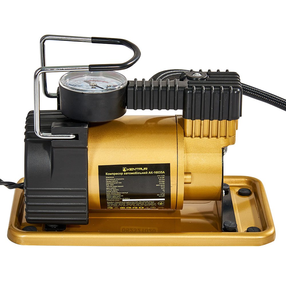 Компрессор автомобильный Кентавр АК-16035A (190037) Дополнительно Комплектация: поршневой автомобильный компрессор; комплект насадок; сумка для транспортировки и хранения; инструкция по эксплуатации