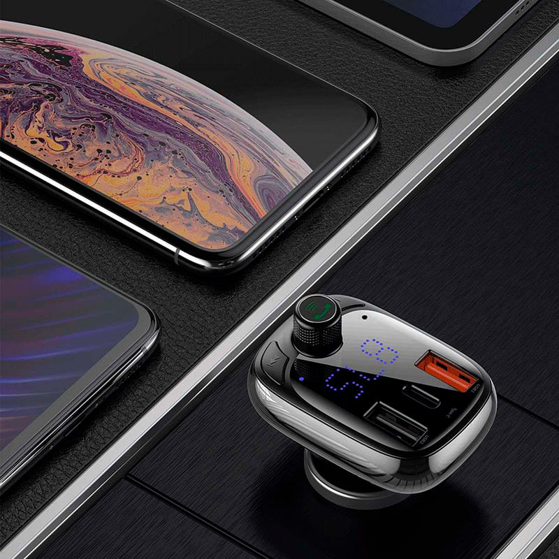 Фото FM-трансмиттер BASEUS OS-T Shaped S-13 Black (CCMT000101)