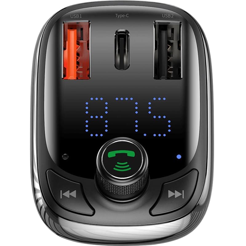 FM-трансмиттер BASEUS OS-T Shaped S-13 Black (CCMT000101) Материал  пластик