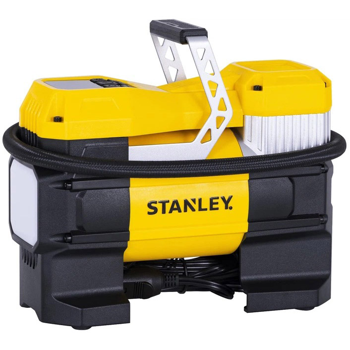 Автомобільний компресор STANLEY (SXIF0001) Додатково Максимальний тиск: 9.9 атм; Довжина шнура живлення: 3 м; Довжина шлангу подачі повітря: 0.6 м