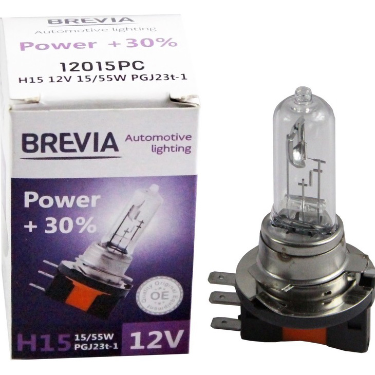 Лампа BREVIA H15 12V 15/55W PGJ23t-1 Power +30% СР (12015PC)