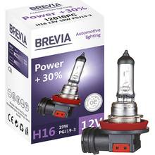Лампа BREVIA H16 12V 19W PGJ19t-3 Power +30% СР (12016PC)
