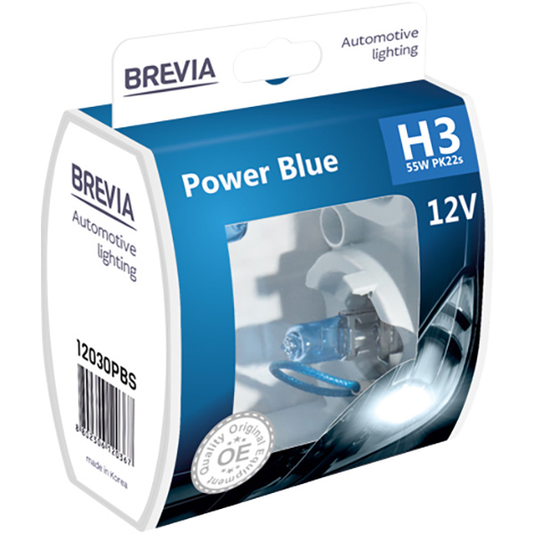 Лампа BREVIA H3 12V 55W PK22s Power Blue S2 (12030PBS)