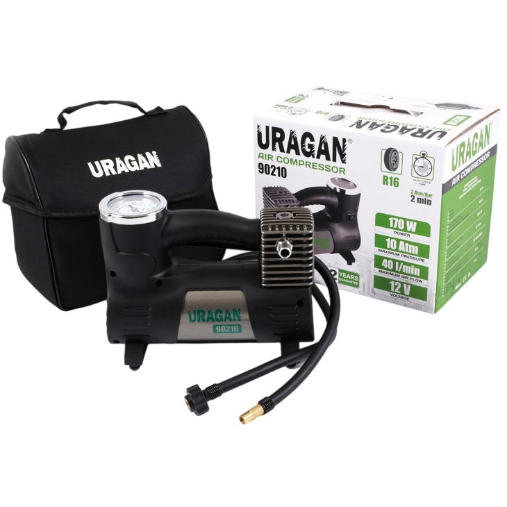 Компрессор автомобильный URAGAN (90210) Номинальная мощность 170