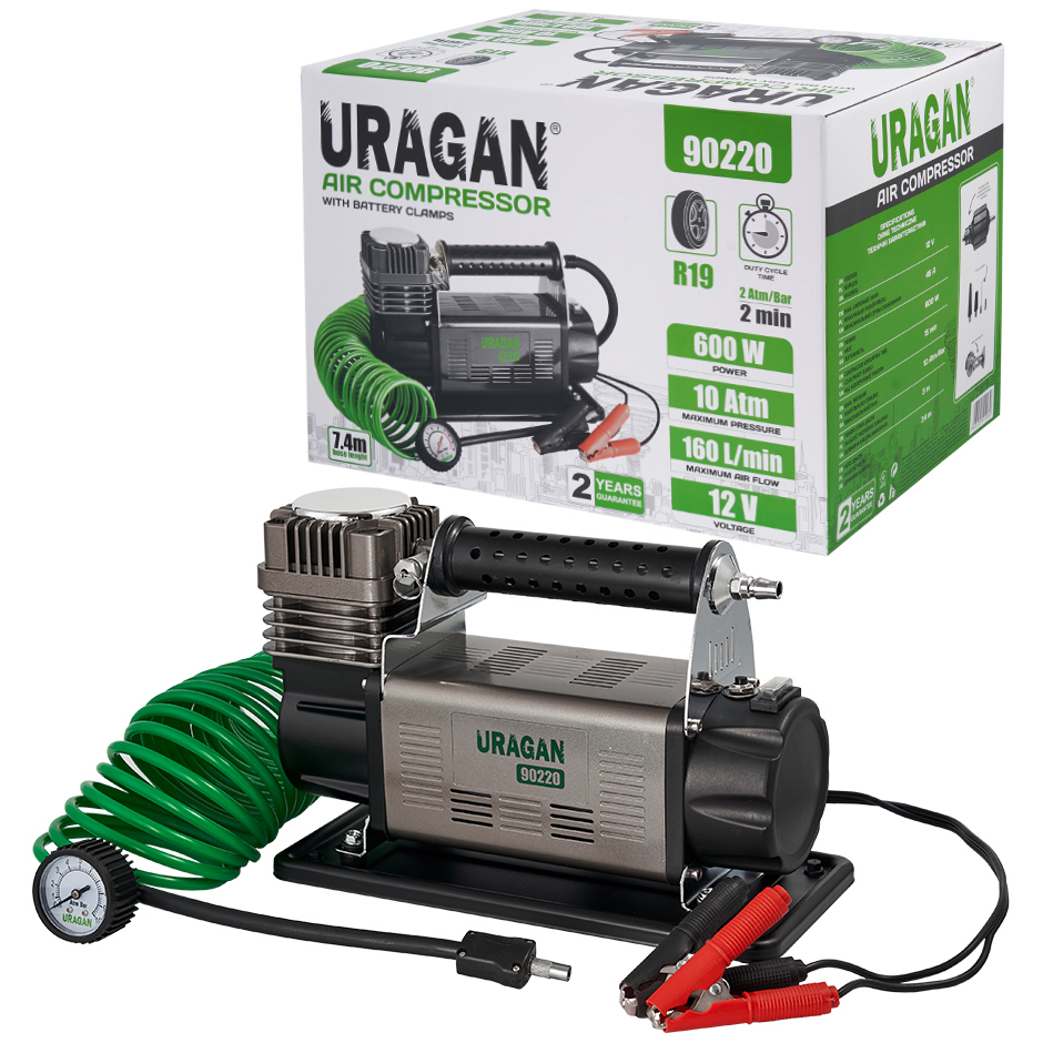 Заказать Компрессор автомобильный URAGAN (90220)