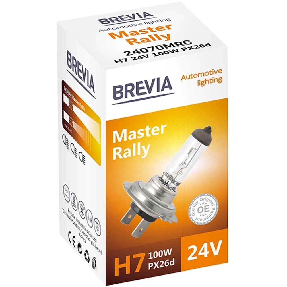 Лампа BREVIA H7 24V 100W PX26d Master Rally CP (24070MRC) Совместимость универсальные