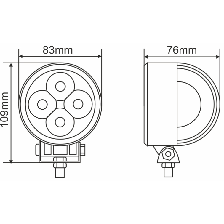 Внешний вид Фара светодиодная BREVIA 10-30V 12W 4 x 3W 880Lm EPISTAR SPOT 1 шт (10601RSX1)