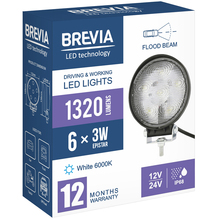 Фара світлодіодна BREVIA 10-30V 18W 6 x 3W 1320Lm EPISTAR FLOOD 1 шт (10621RFX1)