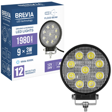 Фара светодиодная BREVIA 10-30V 27W 9 x 3W 1980Lm EPISTAR FLOOD 1 шт (10641RFX1)