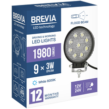 Фара светодиодная BREVIA 10-30V 27W 9 x 3W 1980Lm EPISTAR FLOOD 1 шт (10641RFX1)