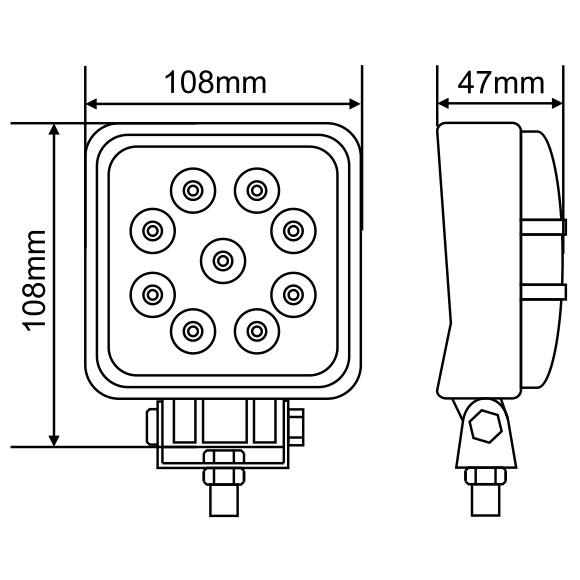 Внешний вид Фара светодиодная BREVIA 10-30V 27W 9 x 3W 1980Lm EPISTAR SPOT 1 шт (10642QSX1)
