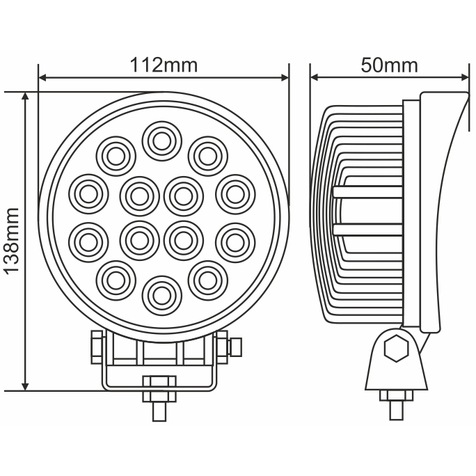 Внешний вид Фара светодиодная BREVIA 10-30V 42W 14 x 3W 2800Lm EPISTAR WHITE FLOOD 1 шт (10651RFX1)