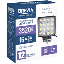 Фара светодиодная BREVIA 10-30V 48W 16 x 3W 3520Lm EPISTAR WHITE FLOOD 1 шт (10652QFX1)