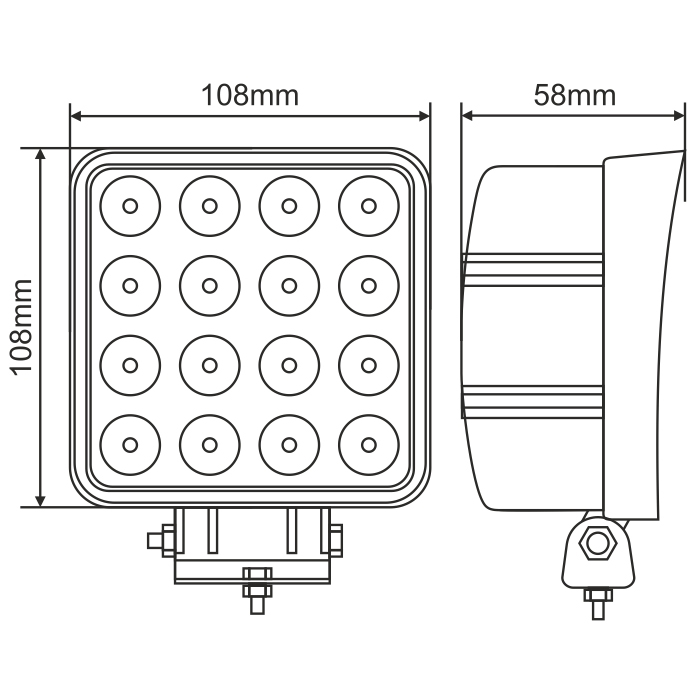 Внешний вид Фара светодиодная BREVIA 10-30V 48W 16 x 3W 3520Lm EPISTAR WHITE FLOOD 1 шт (10652QFX1)