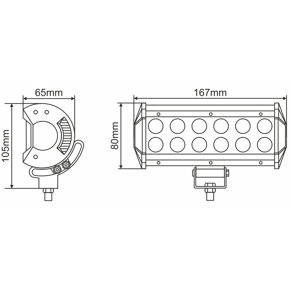 Внешний вид Фара светодиодная BREVIA 10-30V 36W 12 x 3W 3000Lm CREE SPOT 1 шт (10712SX1)