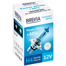 Галогеновая лампа BREVIA  H4 12V 60/55W P43t Power White +60% 4300K K CP (12040PWC)