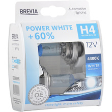 Галогенова лампа Brevia H4 12V 60/55W P43t Power White +60% 4300K S2 (12040PWS)
