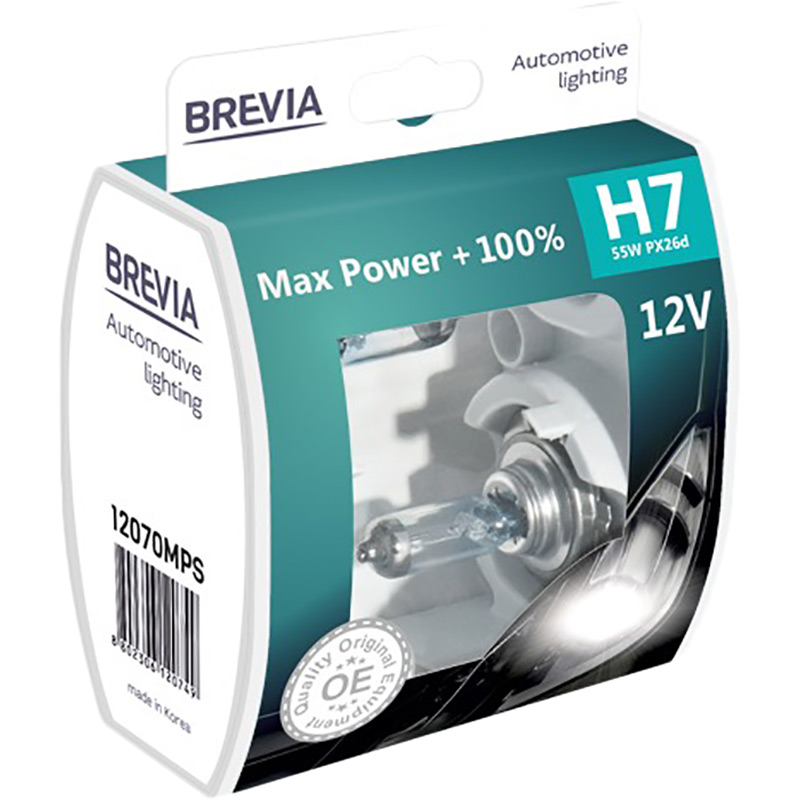 Галогеновая лампа BREVIA H7 12V 55W PX26d Max Power +100% S2 (12070MPS)