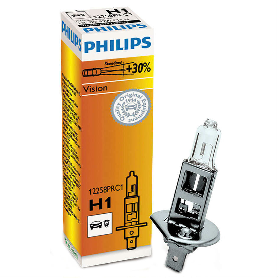 галогенная лампа PHILIPS H1 Vision, 3200K, 1 шт/картон (12258PRC1)