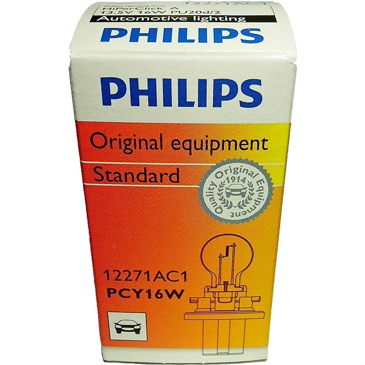 Галогенна лампа PHILIPS PCY16W Vision, 1шт/картон (12271AC1) Додатково тип лампи PCY16W, цоколь PU20d/2, світловий потік 500 лм, колірна температура 3200K, колір світіння - помаранчевий