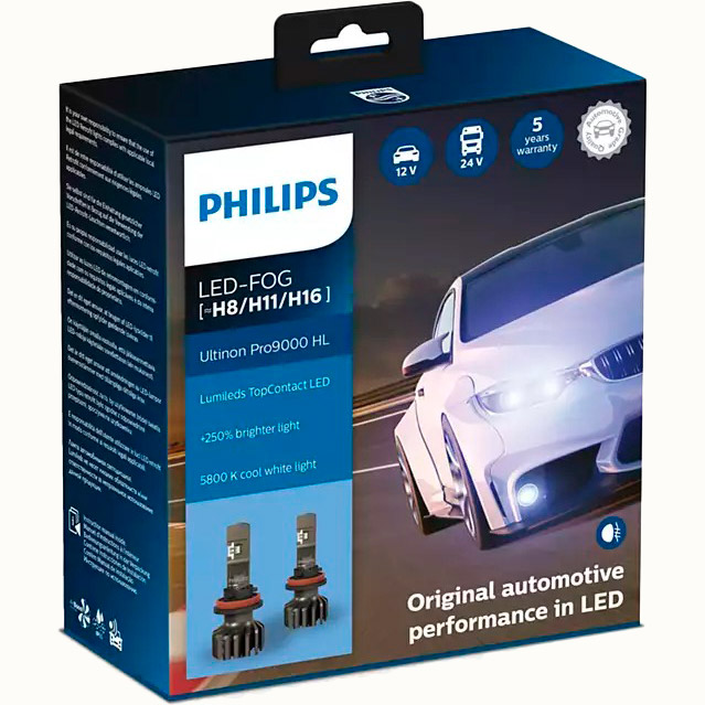 philips Led-Fog H8/11/H16 Ultinon Pro9000 +250%, 2 