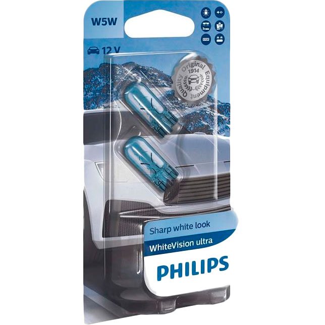 

Галогенная лампа PHILIPS W5W WhiteVision Ultra 2 шт / блистер (12961WVUB2), W5W WhiteVision Ultra, 2шт/блистер