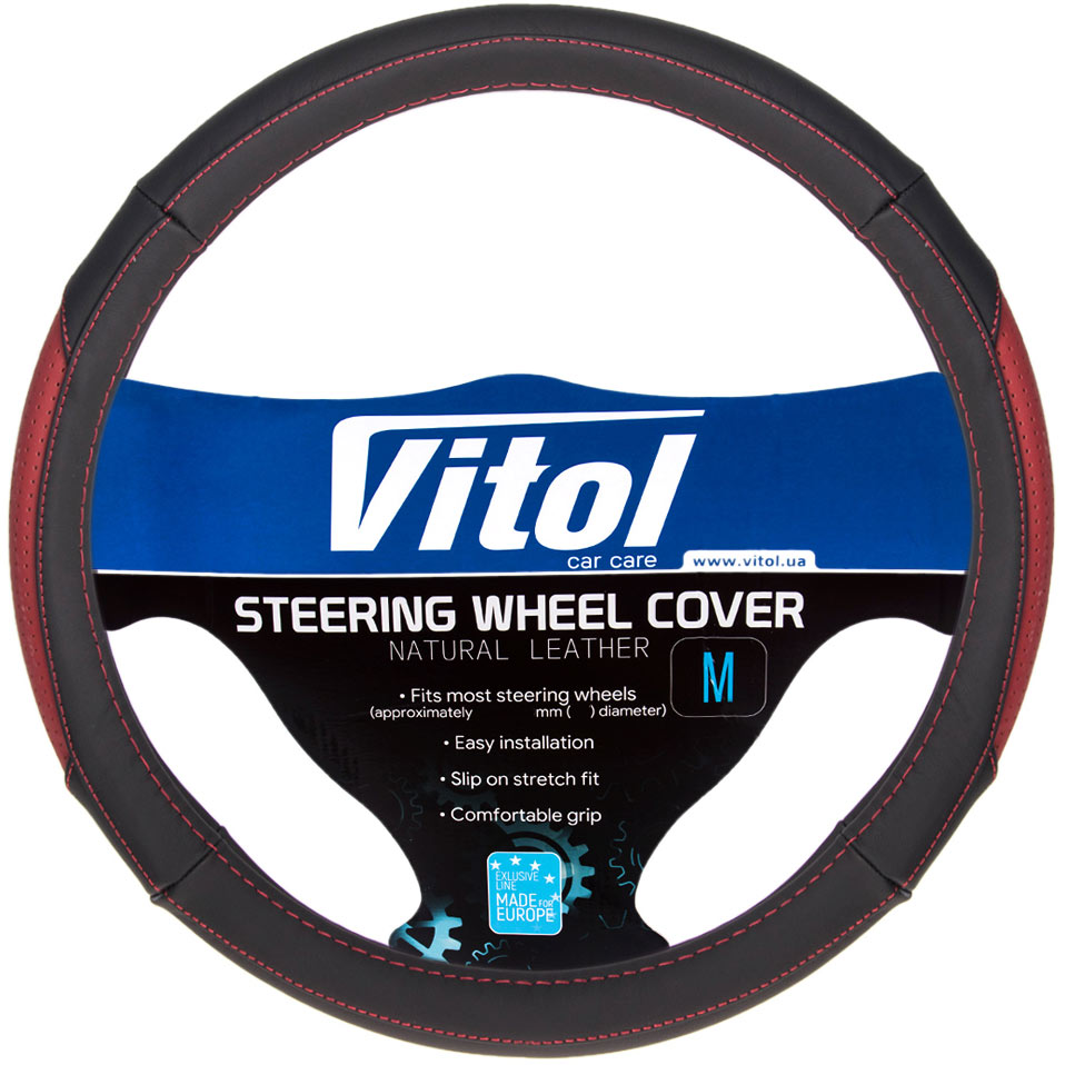 

Чехол на руль VITOL VL 567 BK/RD XL Black-Red (VL 567 BK/RD XL (25)), Чохол керма VL 567 BK/RD XL чорн-червона/БО/шкіра